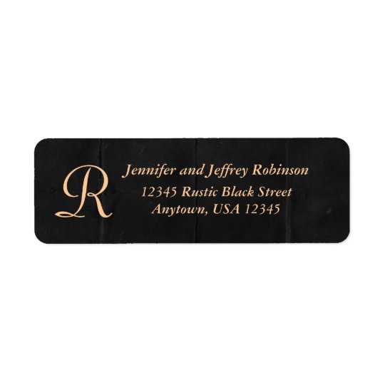 Étiquette Crème/monogramme noir rustique d'étiquette de nom