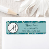 Étiquette Crème sur fraises Turquoises et rayures florales a (En situation)