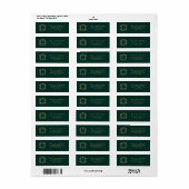 Étiquette Crest Botanique Vert Foncé Monogramme Initiale Per (Feuille entière)