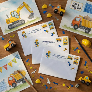 Étiquette Creusez dans l'anniversaire de construction amusan
