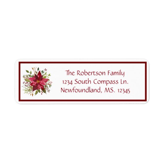 Étiquette Crimson Poinsettia boîte rouge (Devant)