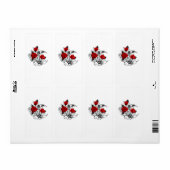 Étiquette Croissant mécanique avec roses rouges (Feuille entière)