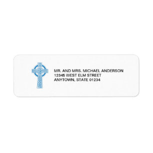 Étiquette Croix celtique bleue