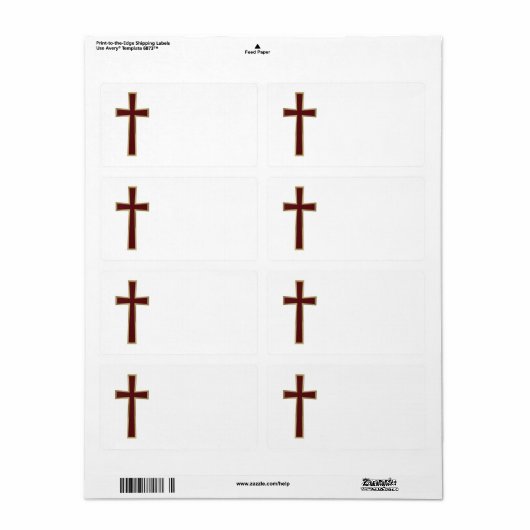 Étiquette Croix chrétienne (Feuille entière)