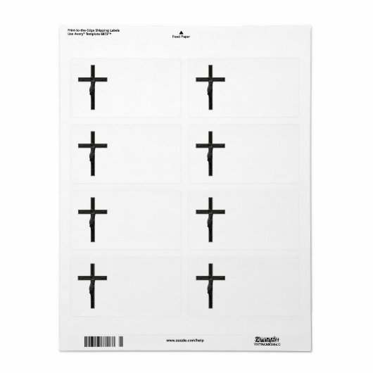 Étiquette Croix chrétienne noire (Feuille entière)