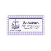 Étiquette Croix de bénédictions de Pâques avec fleurs à carr (Devant)