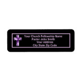 Étiquette Croix d'église violette noire moderne pour pasteur (Devant)