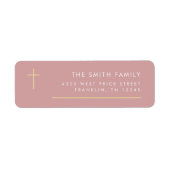 Étiquette Croix d'or minimal moderne Adresse de retour (Devant)