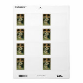 Étiquette Croix dorée chrétienne Lys de Pâques (Feuille entière)