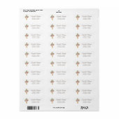 Étiquette Croix florale dorée Première Sainte Communion (Feuille entière)