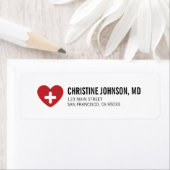 Étiquette Croix Médicale | Adresse de retour de l'infirmière (En situation)