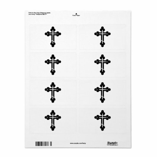 Étiquette Croix orthodoxe (Feuille entière)