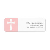 Étiquette Croix rose Baptême (Devant)