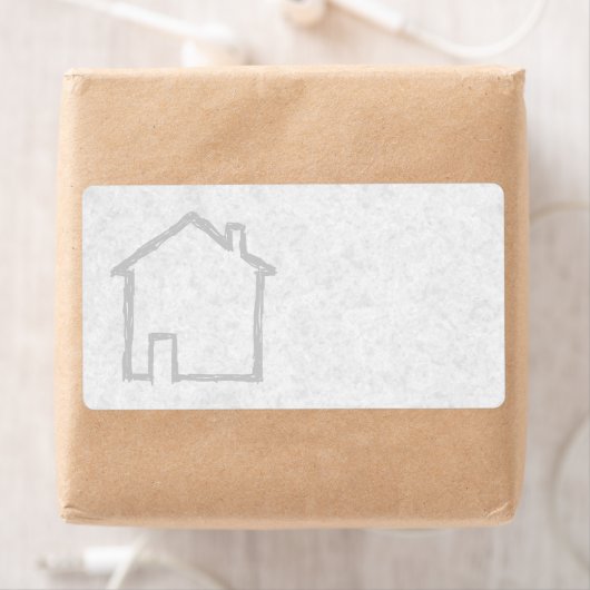 Étiquette Croquis de maison. Gris. (En situation)