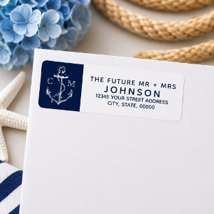 Étiquette Croquis nautique de la marine Monogramme de la Anc