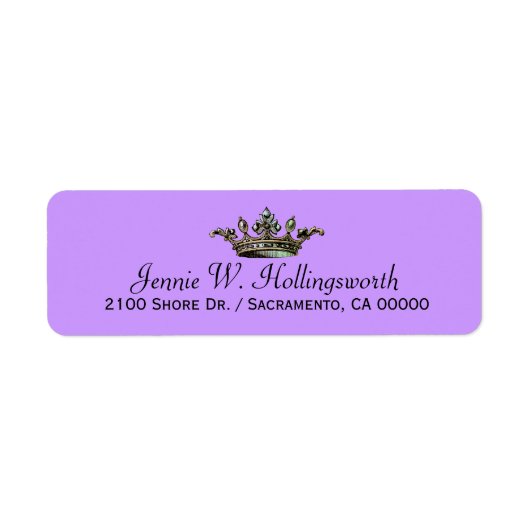 Étiquette Crown Lavender Girl Adresse de retour (Devant)