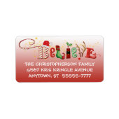 Étiquette CROYANCE Whimsical, Ombre Rouge, Étincelle Or (Devant)