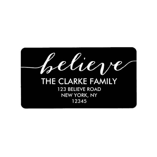 Étiquette Croyez Simplement Black White Holiday Greeting (Devant)