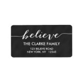 Étiquette Croyez Simplement Chalkboard Holiday Salutation (Devant)