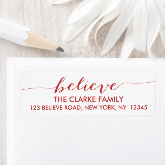 Étiquette Croyez simplement le rouge (En situation)