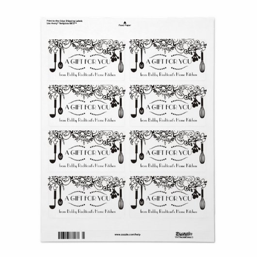 Étiquette Cuisine cool et raffinée (Feuille entière)