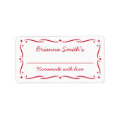 Étiquette Cuisine de cuisson Festive blanche rouge cuisine r (Devant)