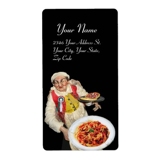 Étiquette CUISINE ITALIENNE rouge vert blanc noir (Devant)