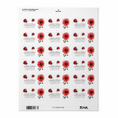 Étiquette Cuisine moderne Red Ladybug personnalisé (Feuille entière)