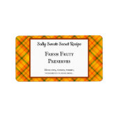 Étiquette Cuisine personnalisée Plaid Jaune (Devant)