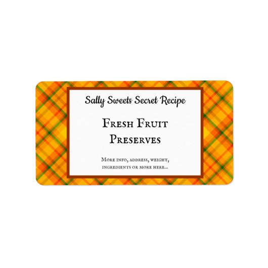 Étiquette Cuisine personnalisée Plaid Jaune (Devant)