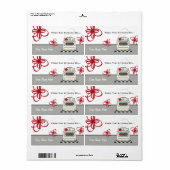 Étiquette Cuisine Rouge Rétro Cuisine De... (Feuille entière)