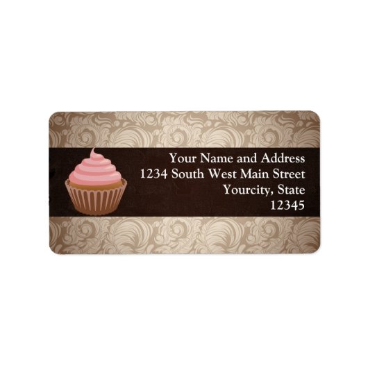 Étiquette Cupcake rose/Brown (Devant)