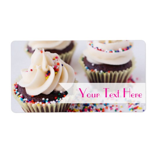 Étiquette Cupcakes au chocolat Saupoudrer Vanille Frosting (Devant)