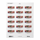 Étiquette Custom 3 Photo Famille Animet de Noël Adresse de r (Feuille entière)