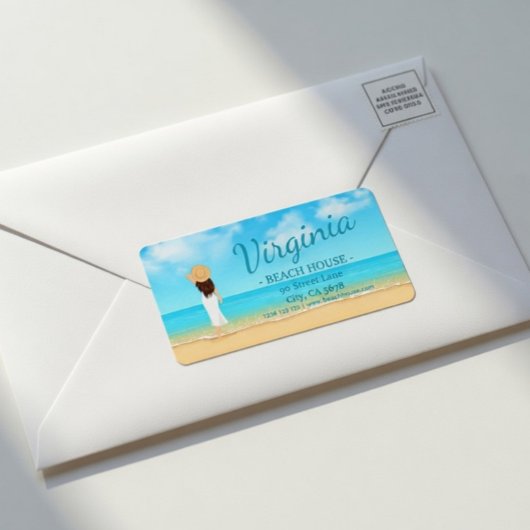 Étiquette Custom Beach House Address Label