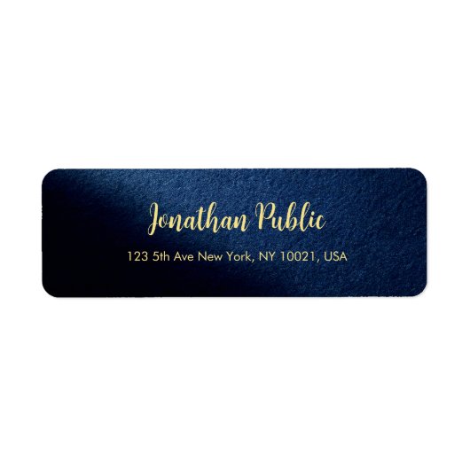 Étiquette Custom Blue & Gold Text Template Return Address (Devant)