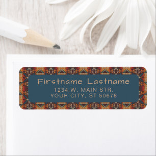 Étiquette Custom Brown Rouge Terracotta Turquoise Blue Mosai