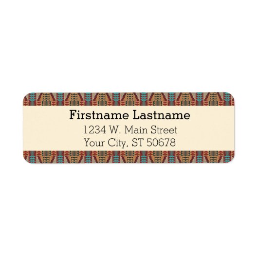 Étiquette Custom Brown Rouge Terracotta Turquoise Blue Mosai (Devant)