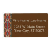 Étiquette Custom Brown Rouge Terracotta Turquoise Blue Mosai (Devant)