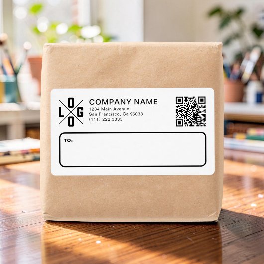 Étiquette Custom Business Shipping Logo & QR Code