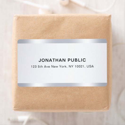 Étiquette Custom Chic Silver Glamorous Template Shipping (En situation)