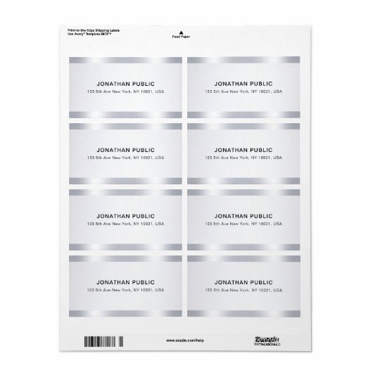 Étiquette Custom Chic Silver Glamorous Template Shipping (Feuille entière)