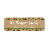 Étiquette Custom Classic Holiday Green Holly Red Berries (Devant)