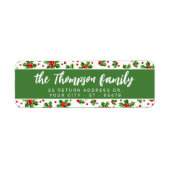 Étiquette Custom Classic Holiday Green Holly Red Berries (Devant)