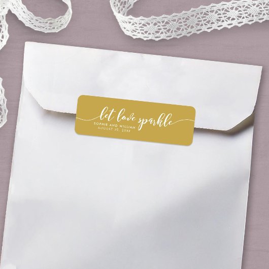 Étiquette Custom Color Relax Script Let love Sparkle Wedding