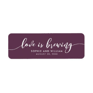 Étiquette Custom Color Relax Script Love is Brewing Wedding