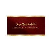 Étiquette Custom Elegant Bordeaux & Gold Template Address (Devant)