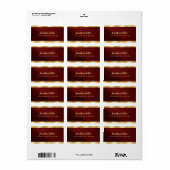 Étiquette Custom Elegant Bordeaux & Gold Template Address (Feuille entière)