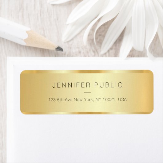 Étiquette Custom Elegant Glam Luxurious Gold Return Address (En situation)