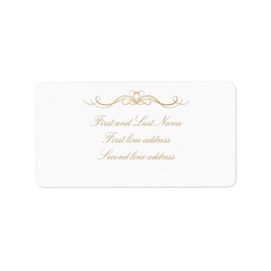 Étiquette Custom Elegant Modern Gold & White Address (Devant)